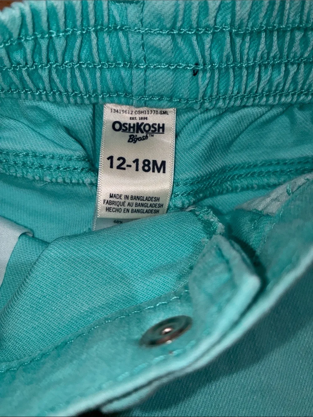 💼2️⃣ OshKosh B'gosh Toddler Teal Stretch Denim Shorts